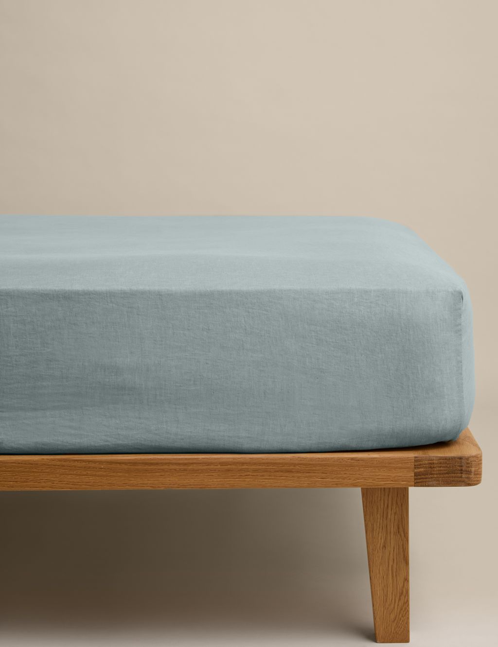 M&S Pure Linen Deep Fitted Sheet - King Size (5 ft) - Seafoam, Seafoam
