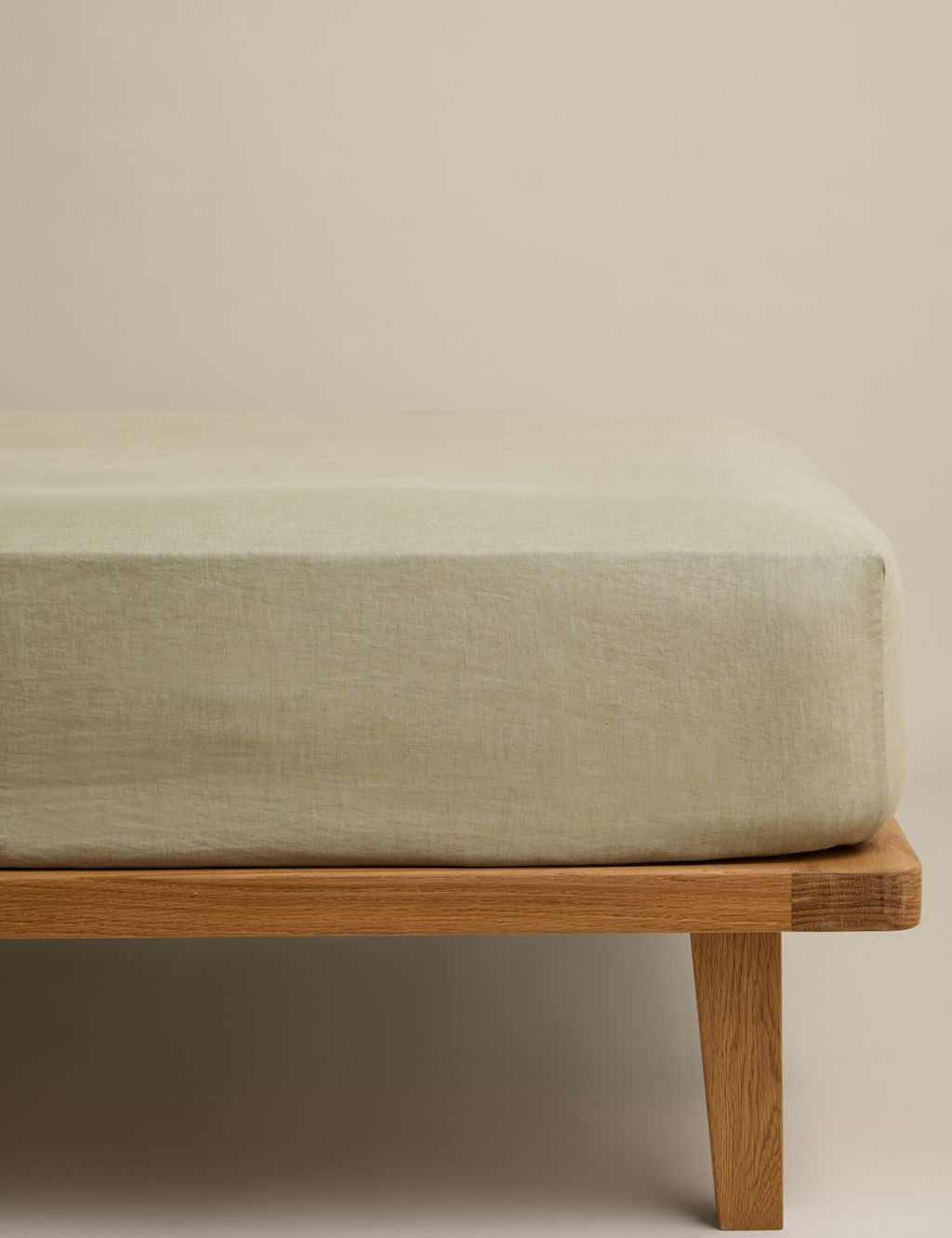 M&S Pure Linen Deep Fitted Sheet - Super King Size (6 ft) - Soft Khaki, Soft Khaki