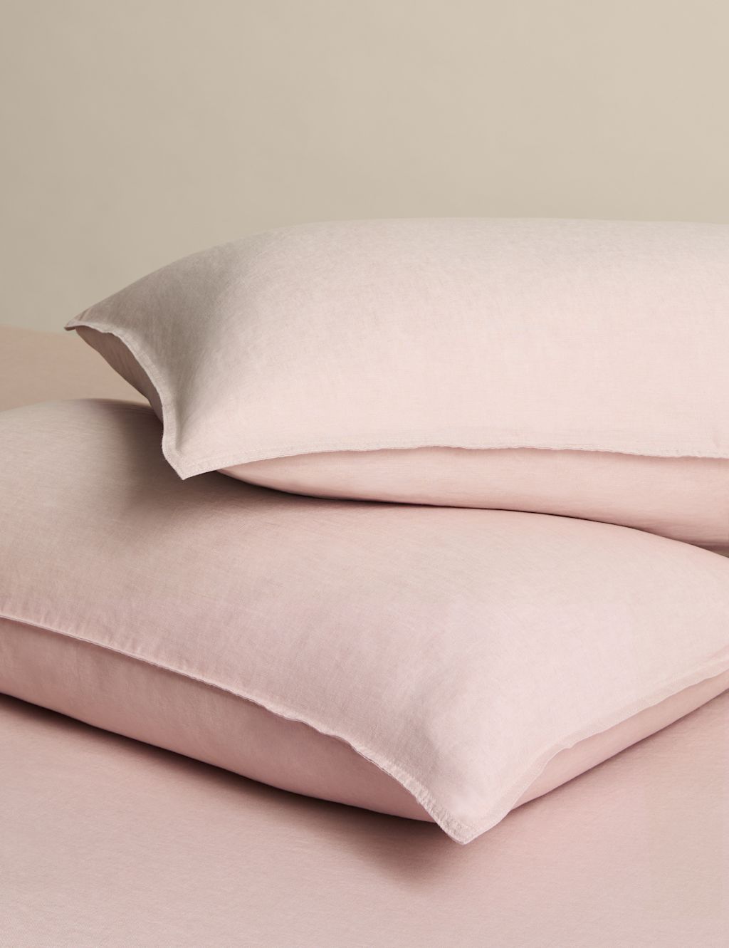 M&S 2 Pack Pure Linen Standard Pillowcases - Pink, Pink