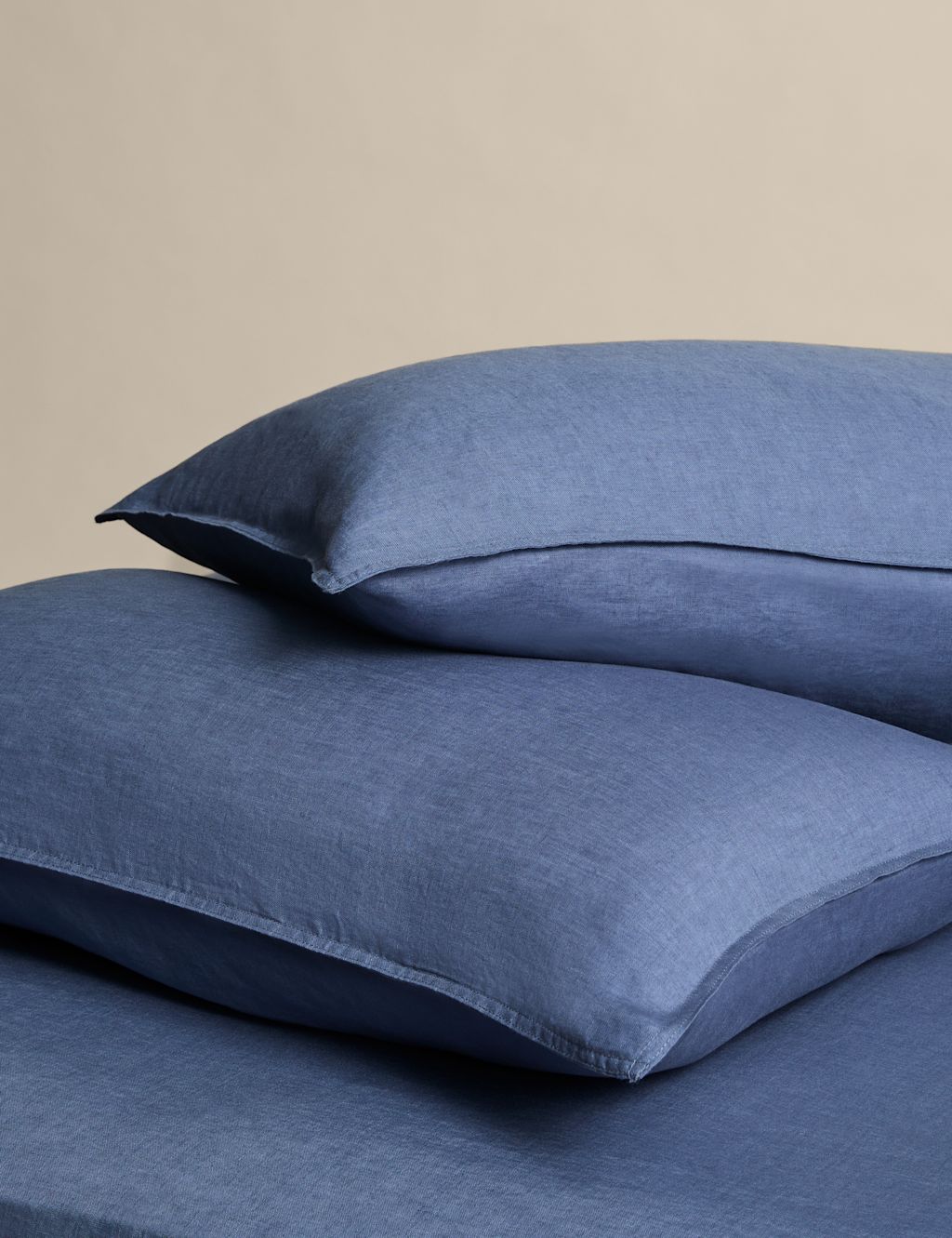 M&S 2 Pack Pure Linen Standard Pillowcases - Slate Blue, Slate Blue