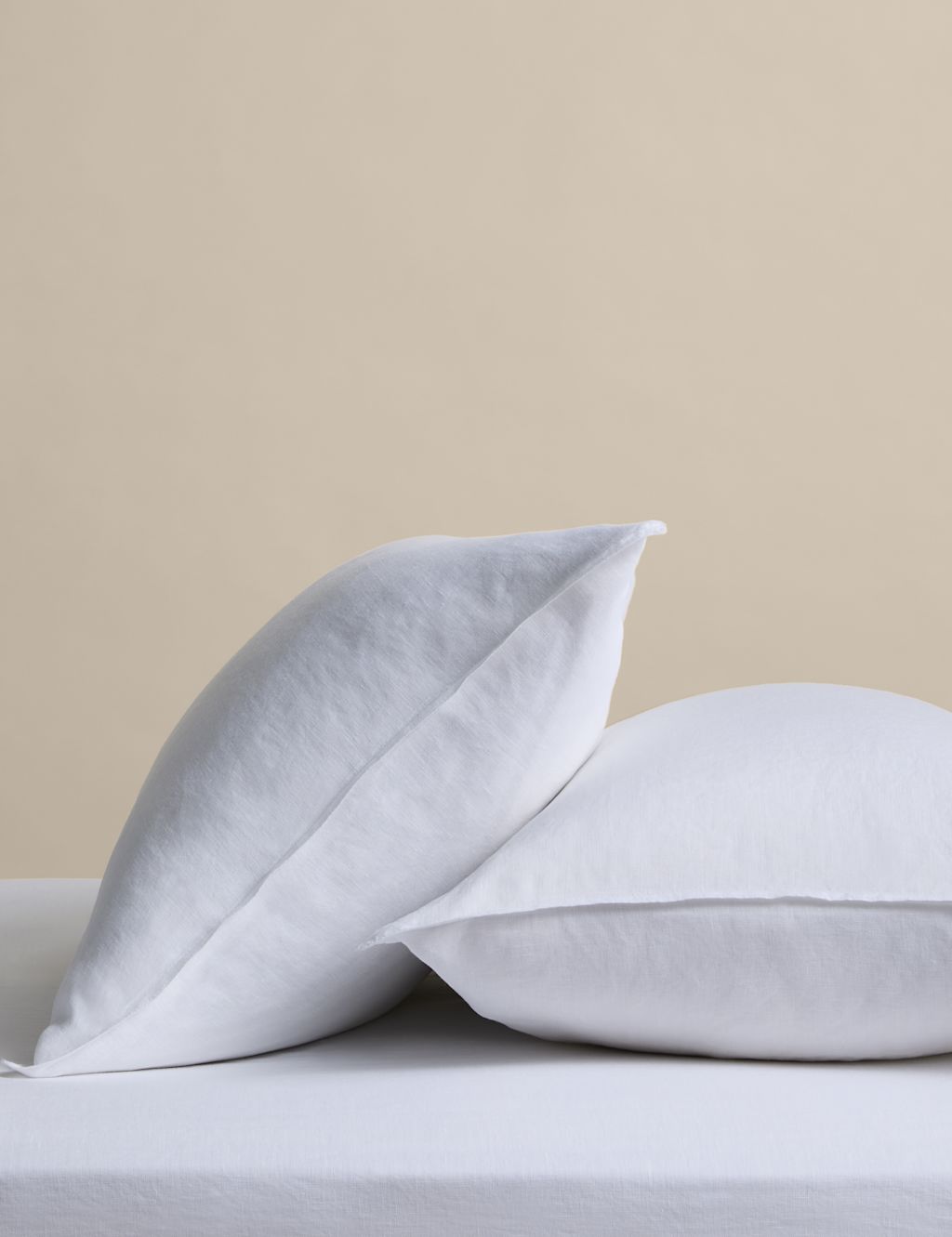 M&S 2 Pack Pure Linen Standard Pillowcases - White, White