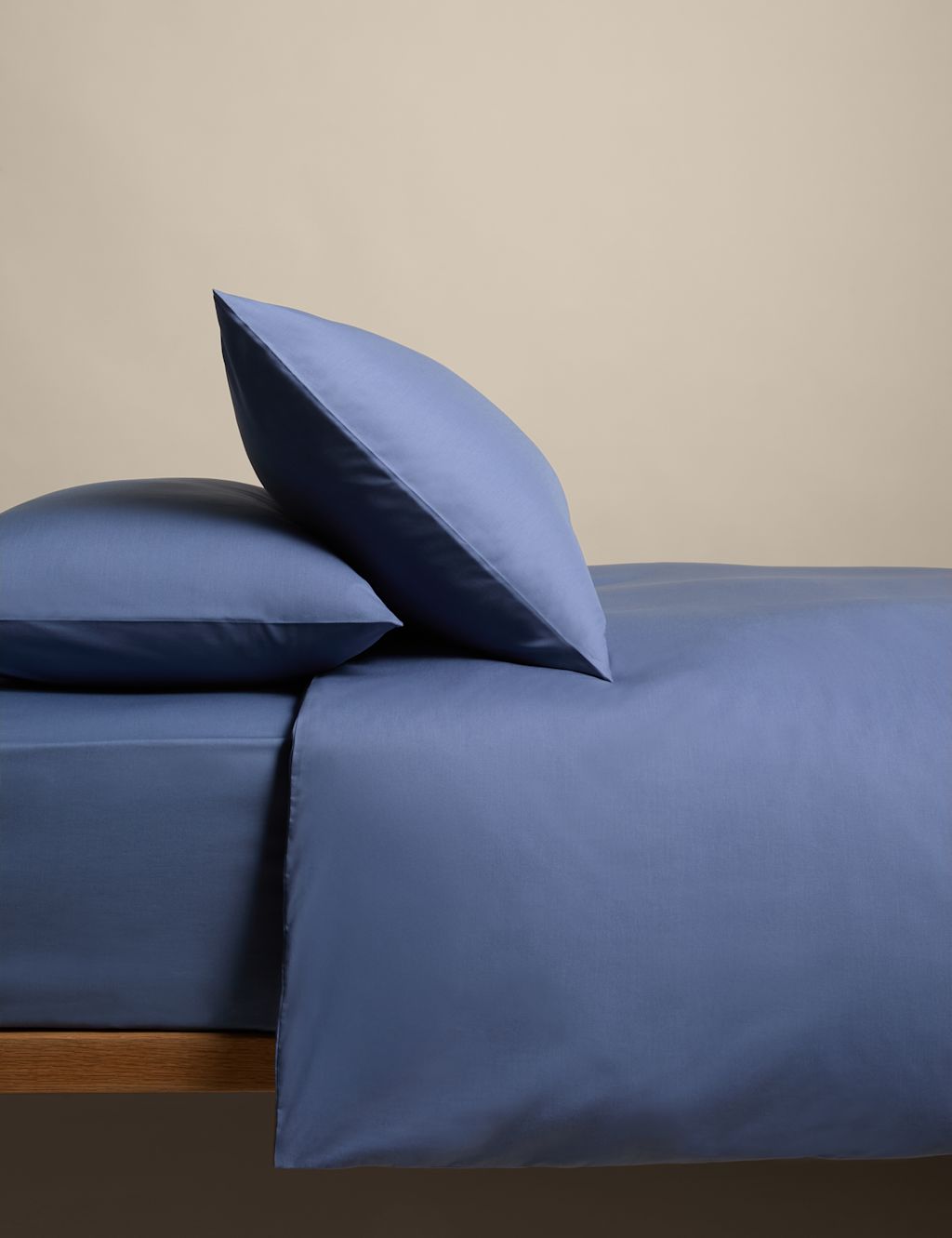 M&S Cotton Rich Bedding Set - King Size (5 ft) - Slate Blue, Slate Blue