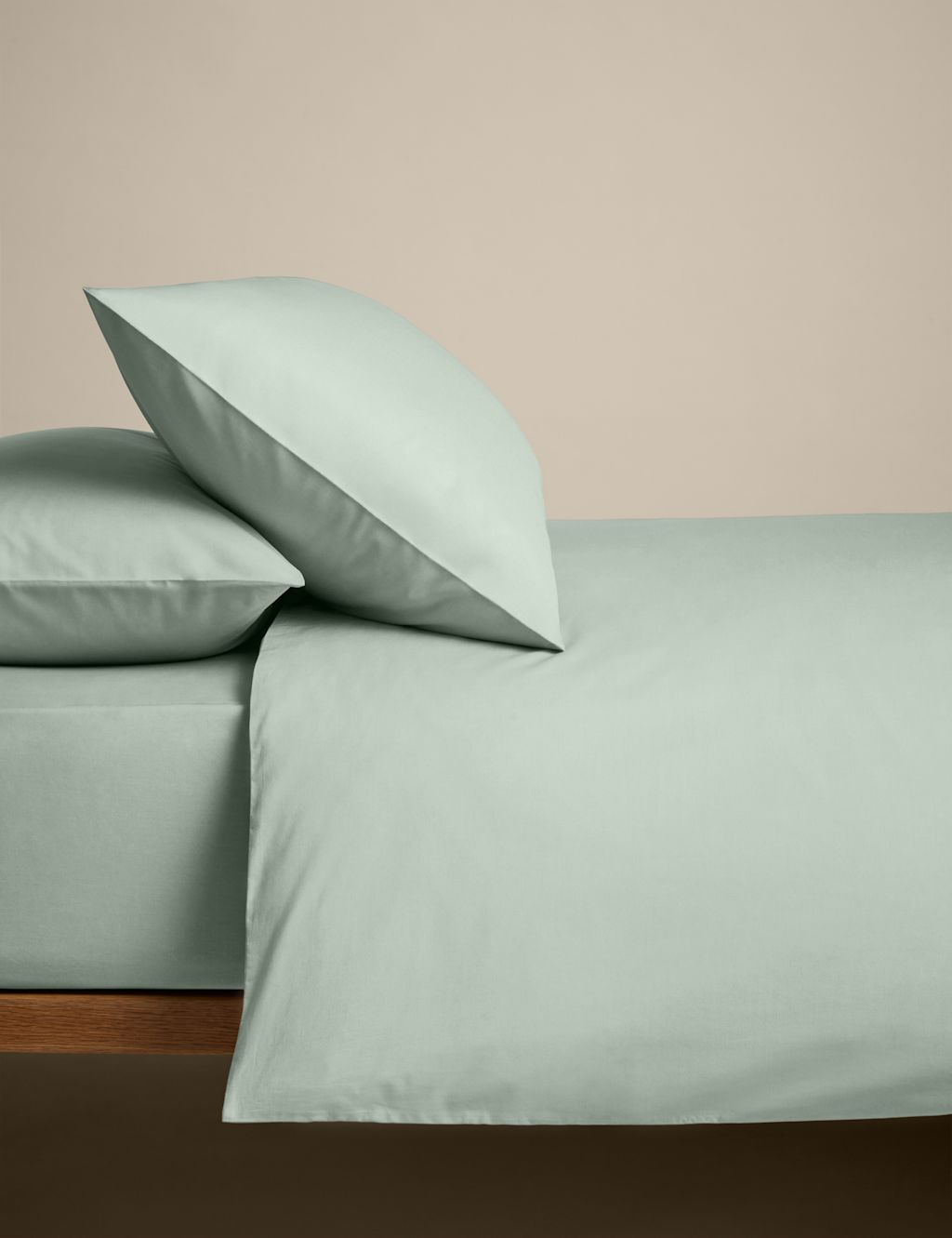 M&S Cotton Rich Bedding Set - Double (4 ft 6) - Sage, Sage