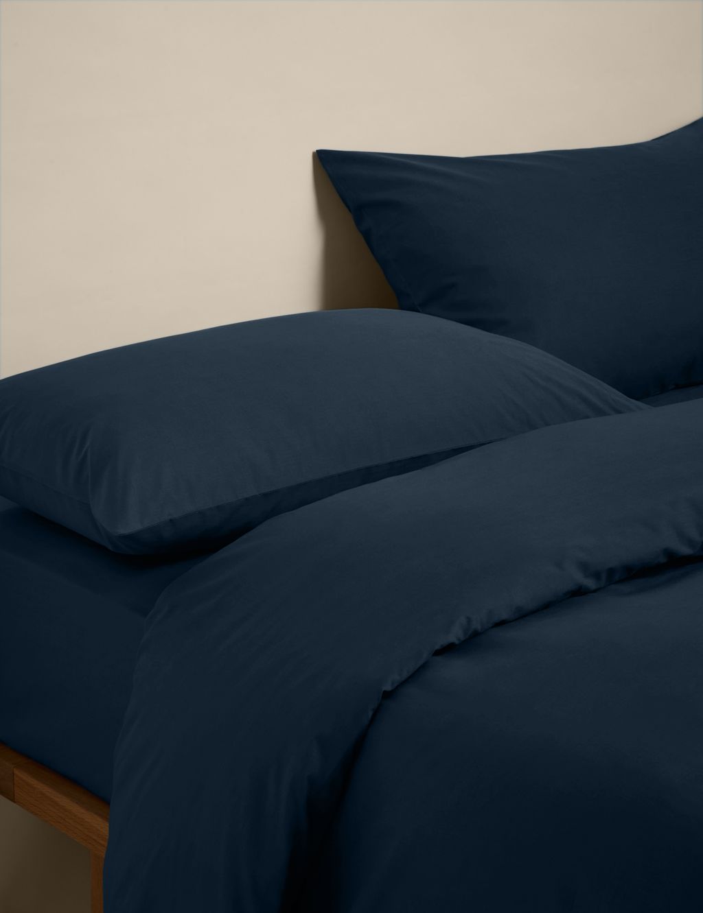 M&S Cotton Rich Bedding Set - King Size (5 ft) - Navy, Navy