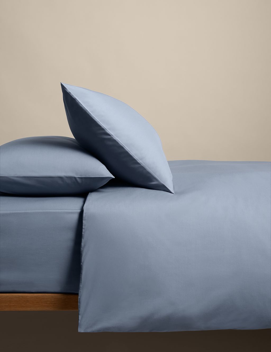 M&S Cotton Rich Bedding Set - Double (4 ft 6) - Dusty Blue, Dusty Blue