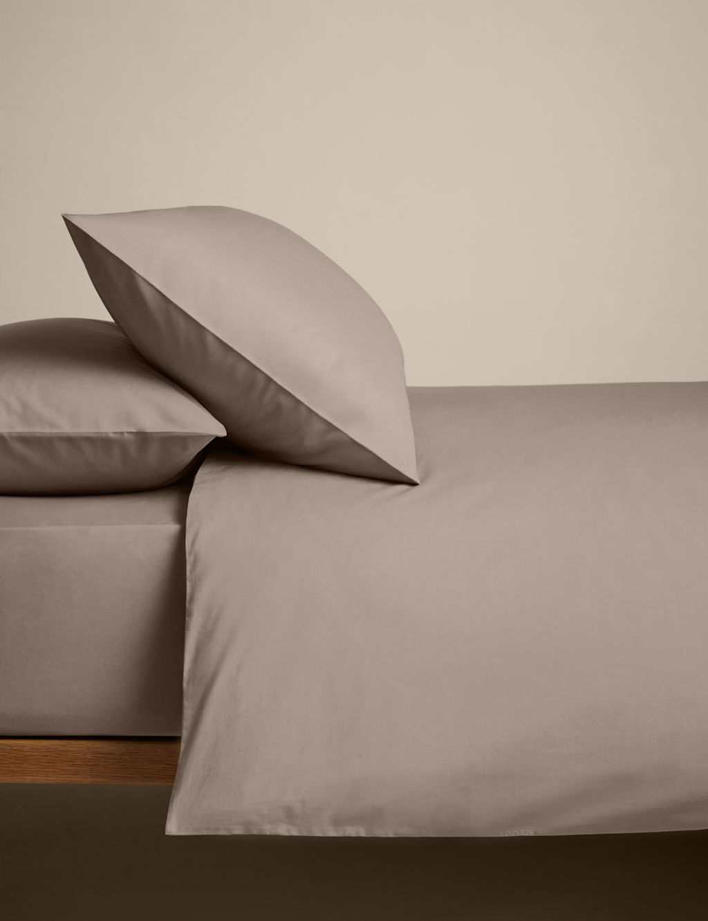 M&S Cotton Rich Bedding Set - Double (4 ft 6) - Putty, Putty