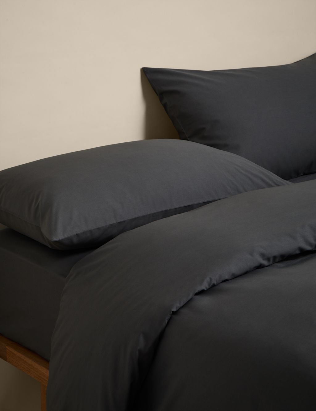 M&S Cotton Rich Bedding Set - Double (4 ft 6) - Charcoal, Charcoal