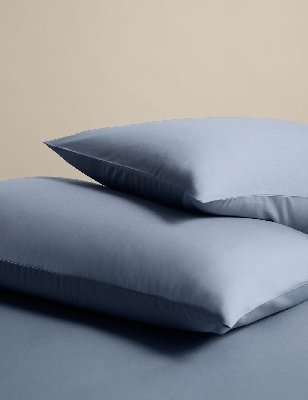 M&S 2 Pack Cotton Rich Pillowcases - Dusty Blue, Dusty Blue