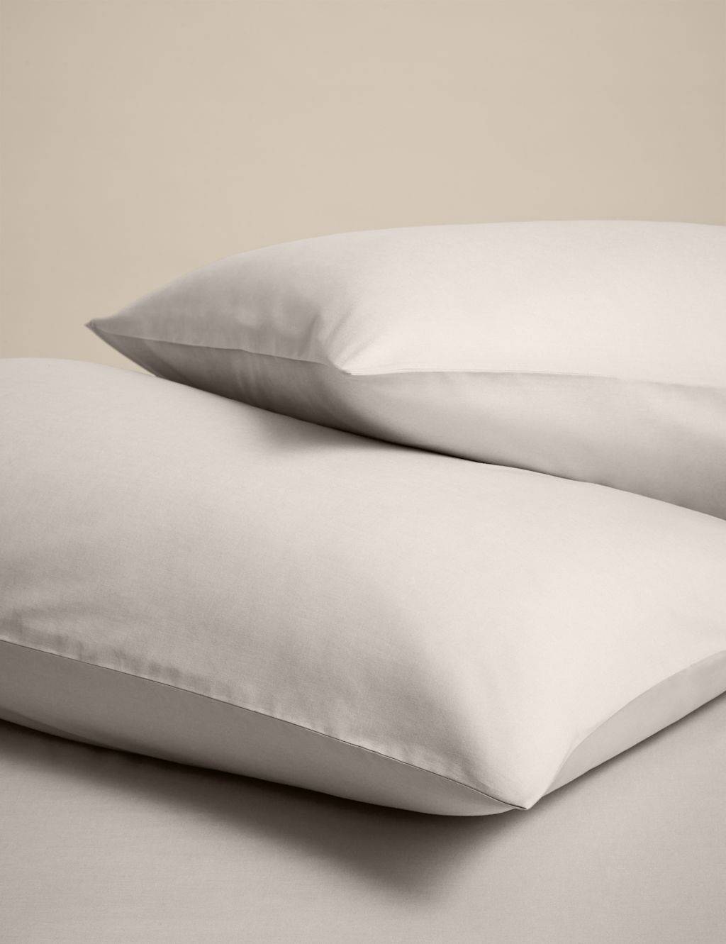 M&S 2 Pack Cotton Rich Pillowcases - Ivory, Ivory