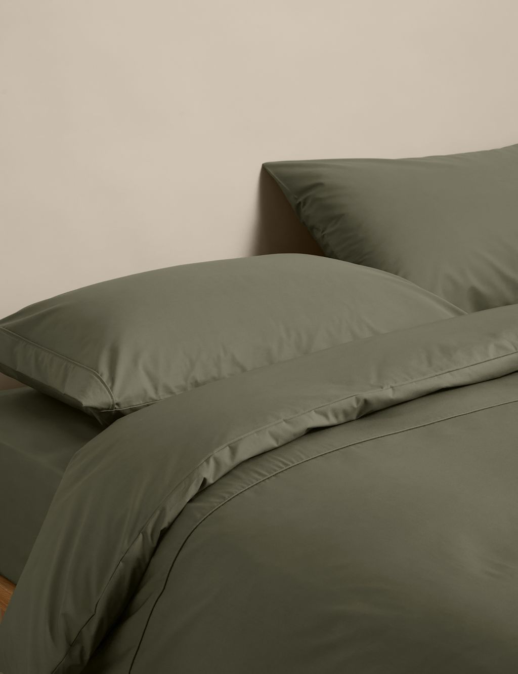 M&S Egyptian Cotton 230 Thread Count Crisp Bedding Set - Double (4 ft 6) - Khaki, Khaki