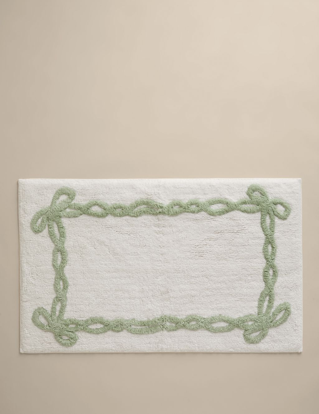 M&S Pure Cotton Bow Bath Mat - Soft Green, Soft Green
