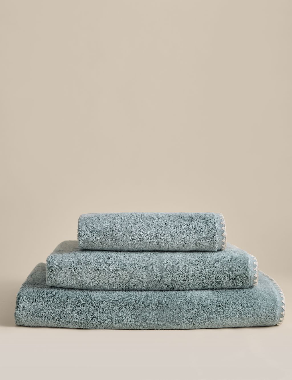 M&S Egyptian Cotton Blanket Stitch Towel - Bath Sheet - Seafoam, Seafoam
