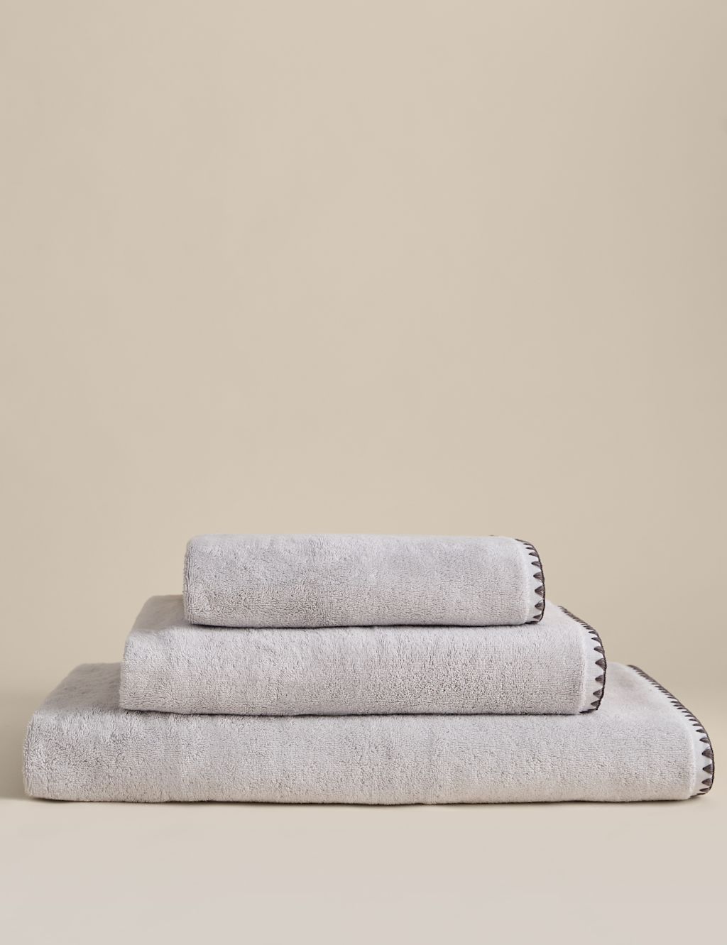 M&S Egyptian Cotton Blanket Stitch Towel - Bath Sheet - Dove, Dove