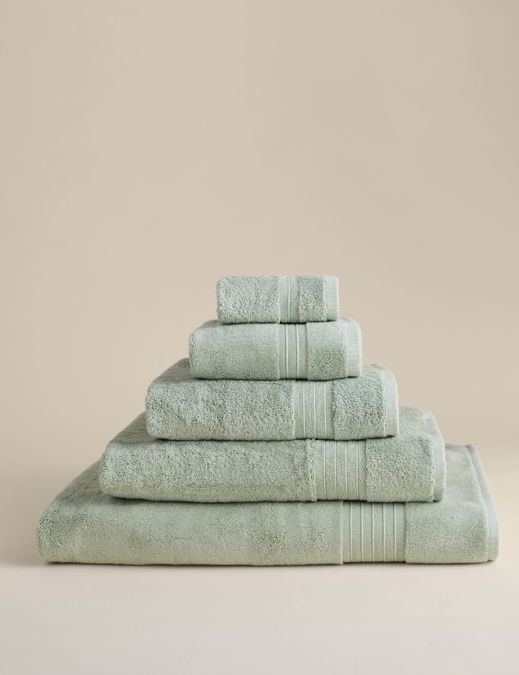 M&S Egyptian Cotton Towel - 2 Pack Face Towels - Sage, Sage