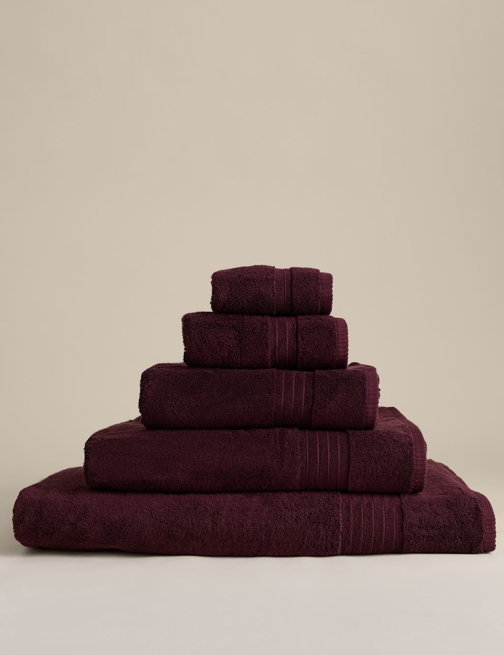 M&S Egyptian Cotton Towel - 2 Pack Face Towels - Plum, Plum