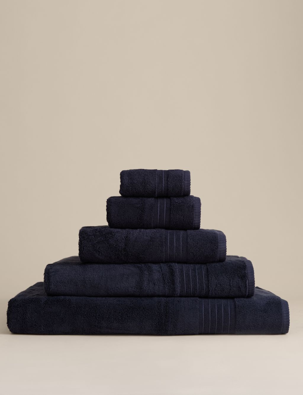 M&S Egyptian Cotton Towel - 2 Pack Face Towels - Navy, Navy