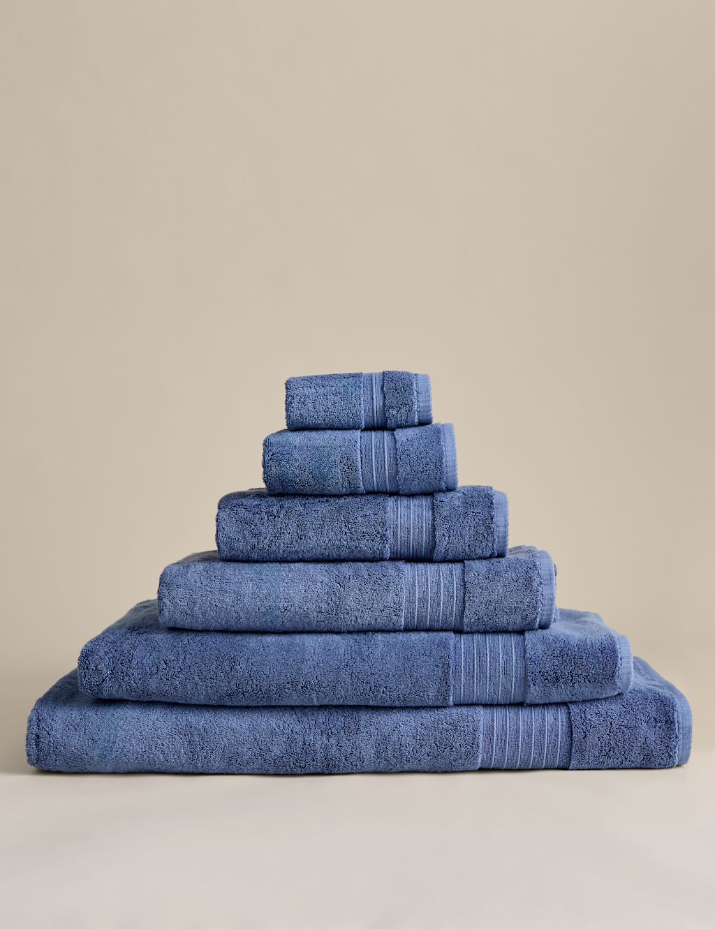 M&S Egyptian Cotton Towel - 2 Pack Face Towels - Denim, Denim