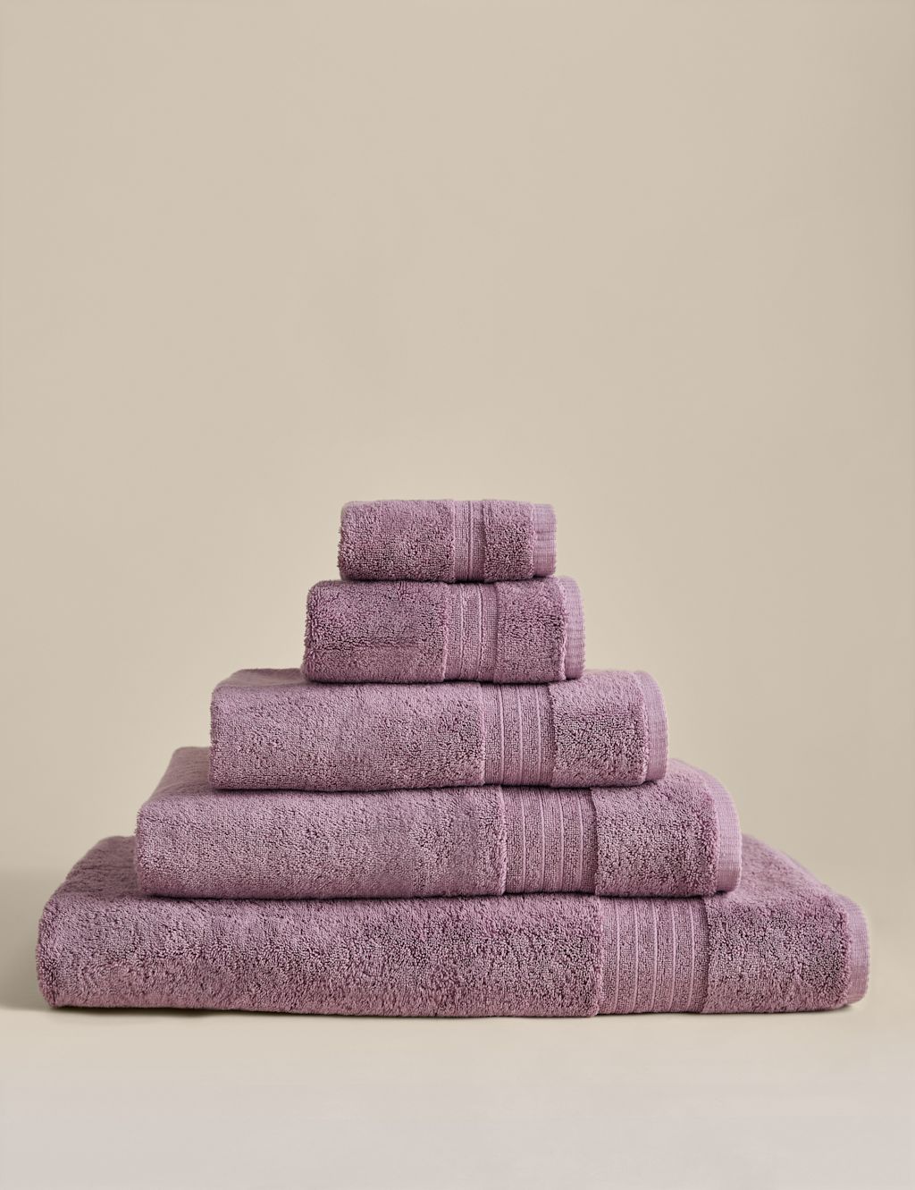 M&S Egyptian Cotton Towel - 2 Pack Face Towels - Mauve, Mauve