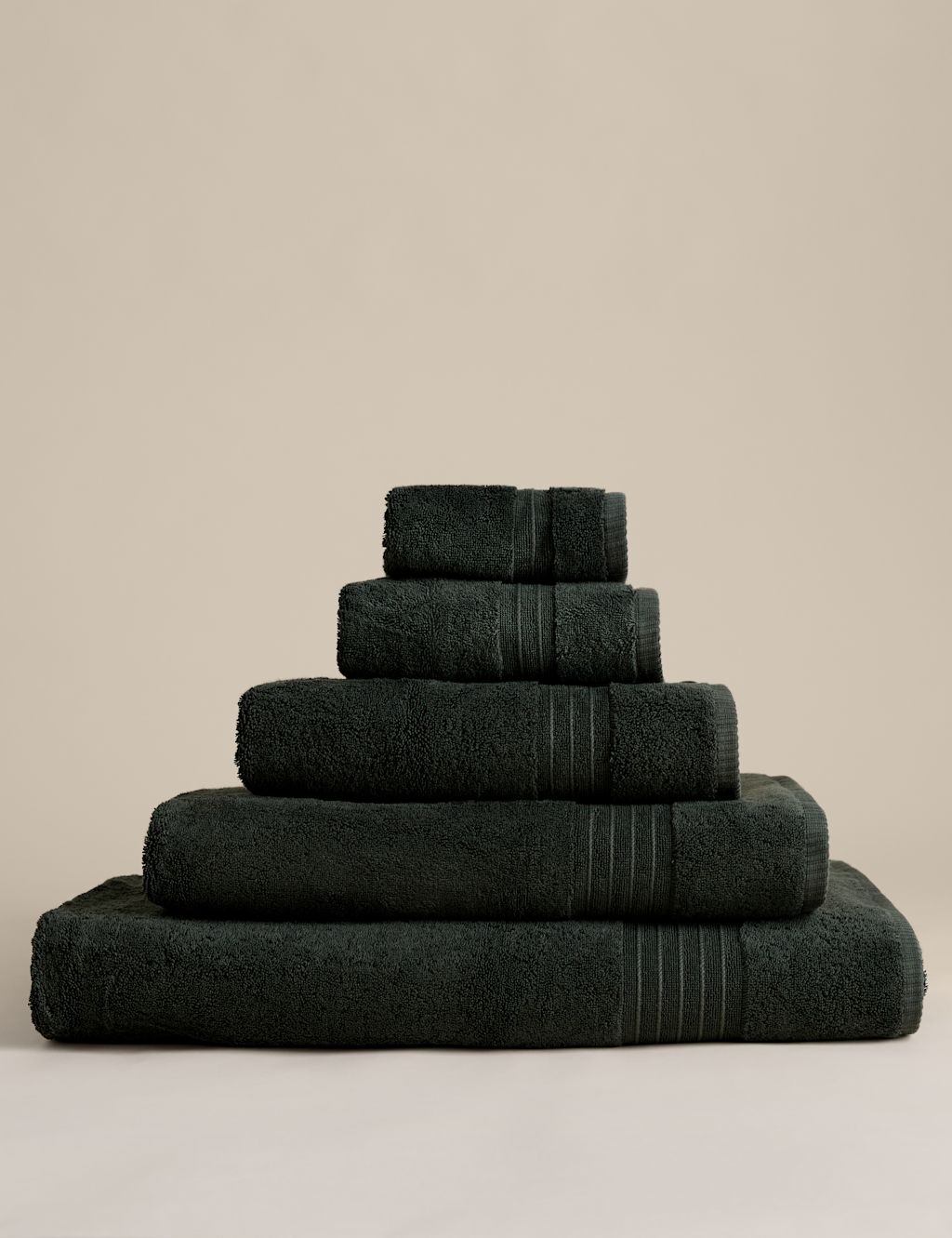M&S Egyptian Cotton Towel - 2 Pack Face Towels - Dark Olive, Dark Olive