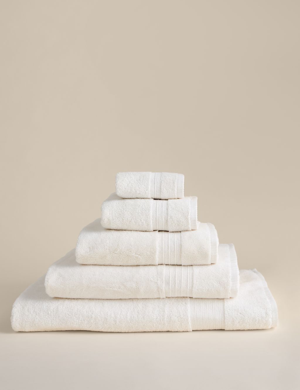M&S Egyptian Cotton Towel - 2 Pack Face Towels - Ivory, Ivory