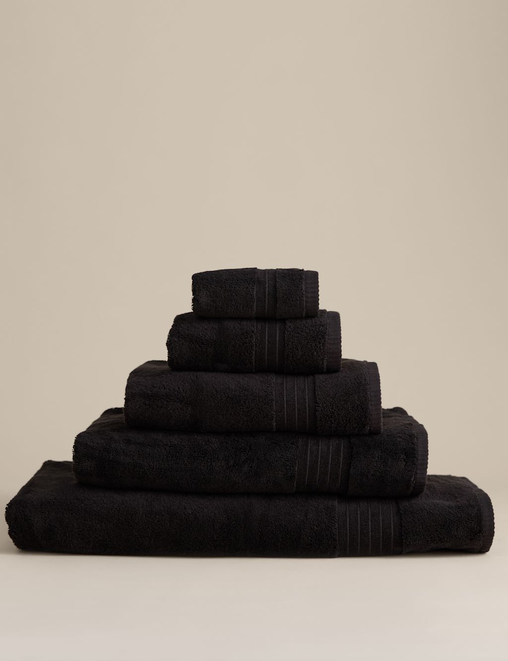 M&S Egyptian Cotton Towel - 2 Pack Face Towels - Black, Black