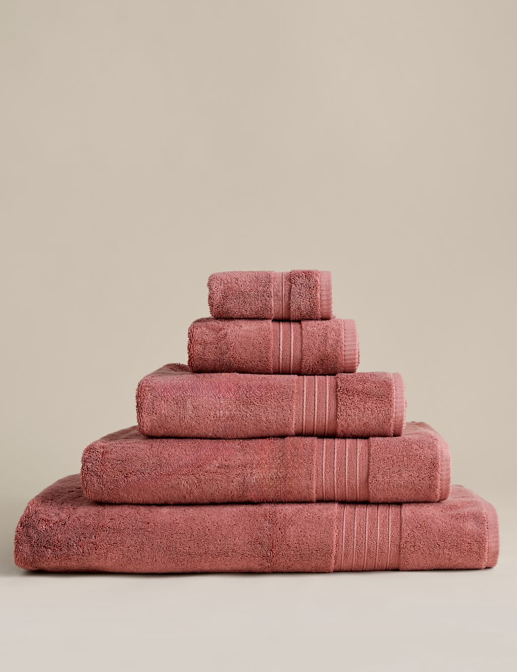 M&S Egyptian Cotton Towel - 2 Pack Face Towels - Clay, Clay