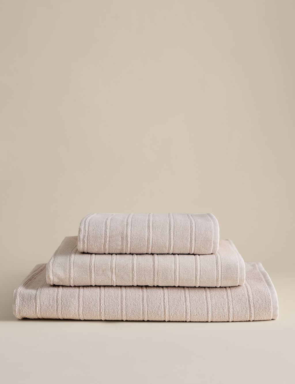 M&S Egyptian Cotton Striped Towel - Bath Sheet - Linen, Linen