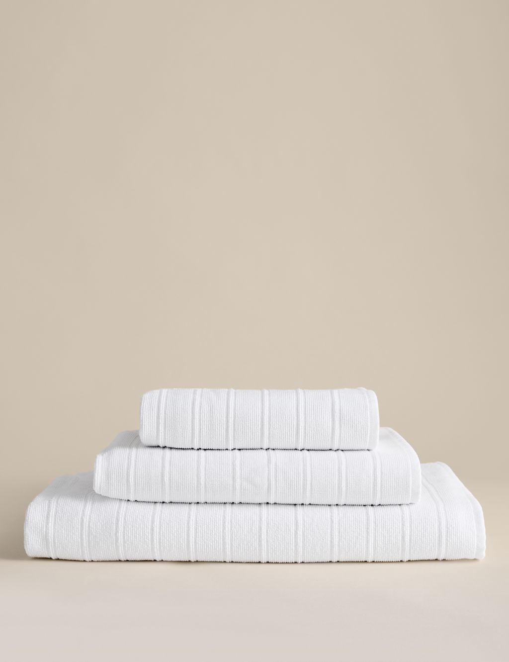 M&S Egyptian Cotton Striped Towel - Bath Sheet - White, White