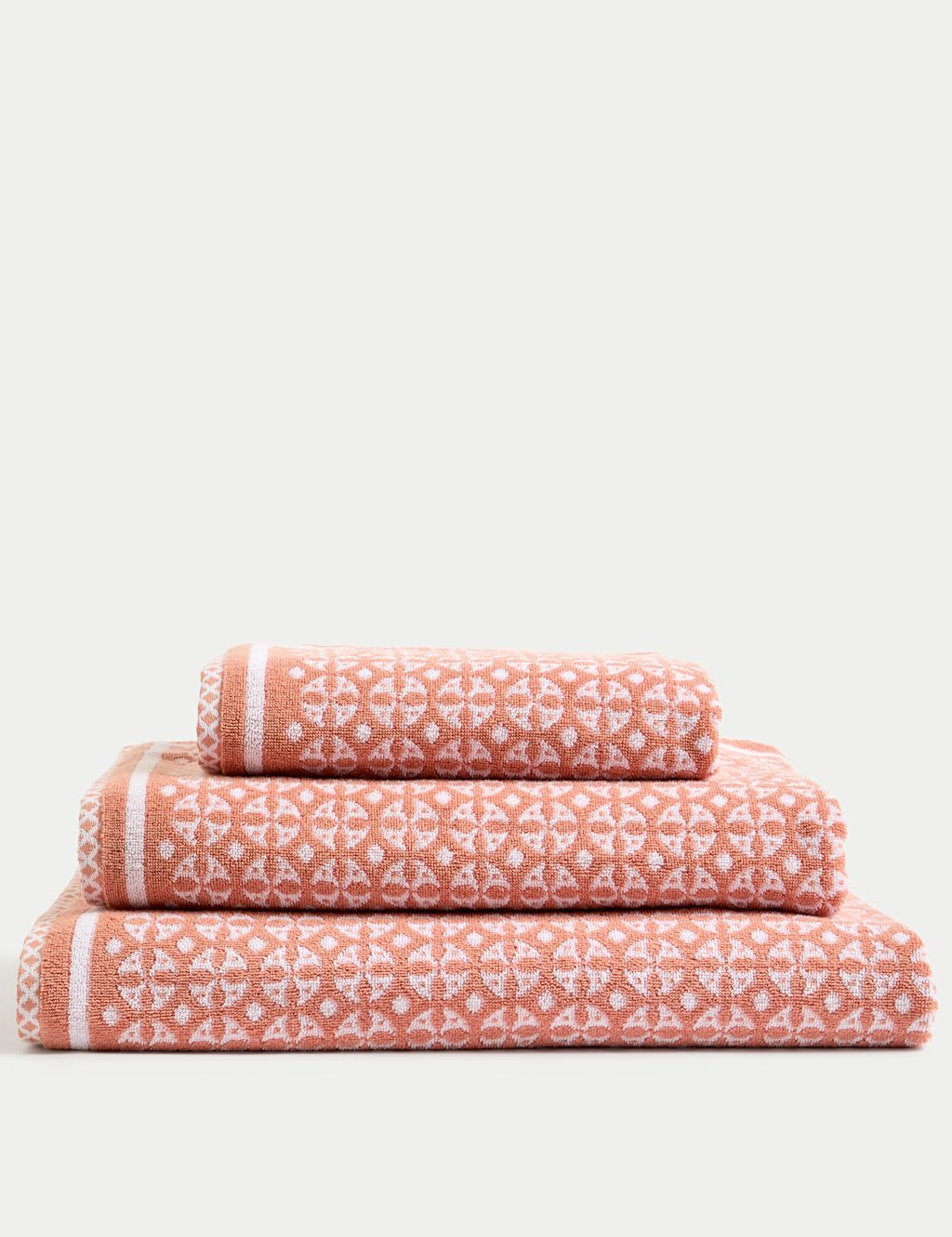 M&S Pure Cotton Geometric Towel - Bath Sheet - Dusty Pink, Dusty Pink