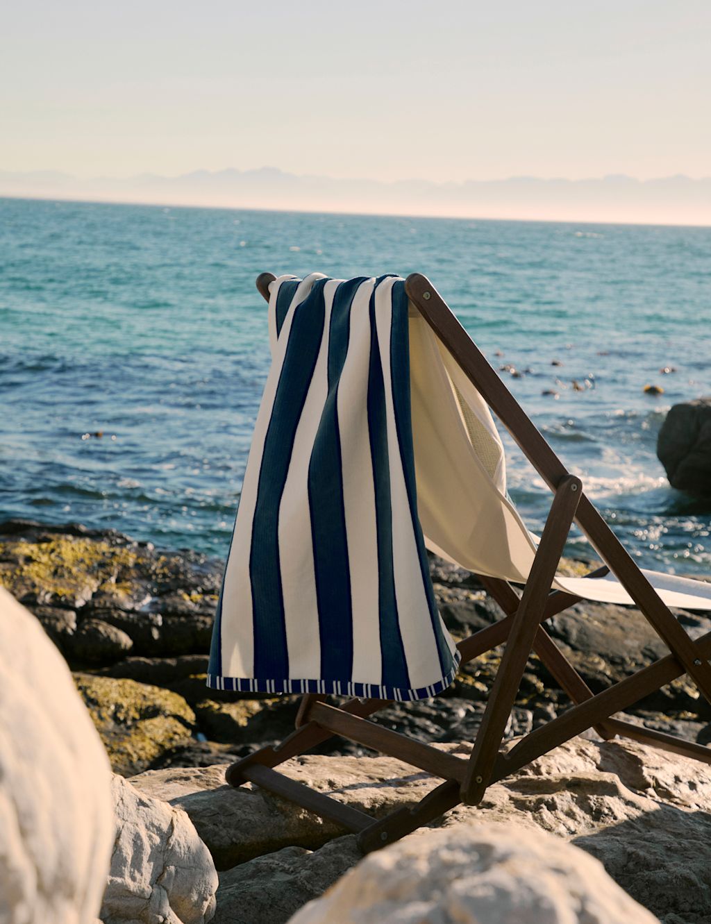 M&S Pure Cotton Sand Resistant Beach Towel - Navy, Navy