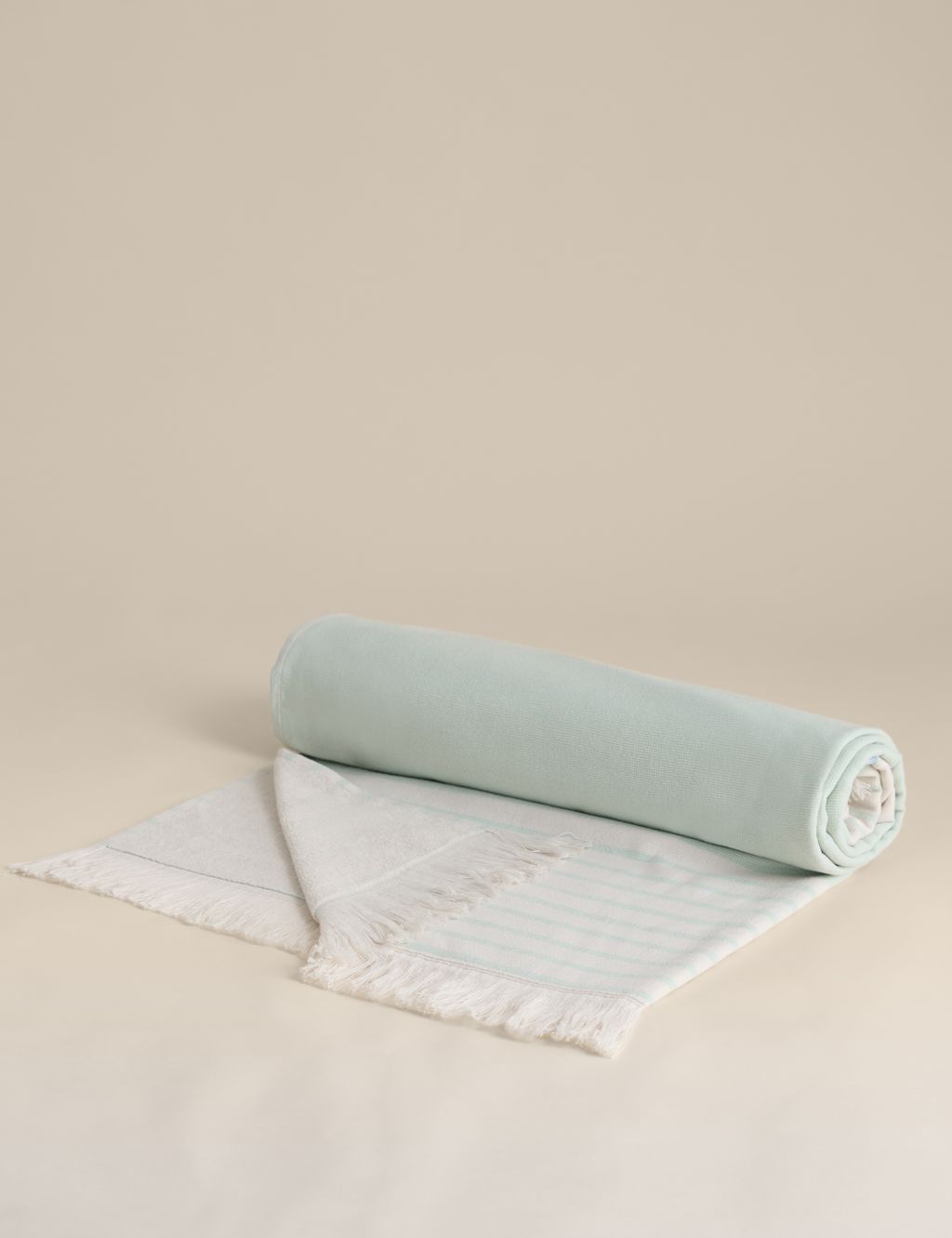 M&S Pure Cotton Hammam Beach Towel - Green, Green