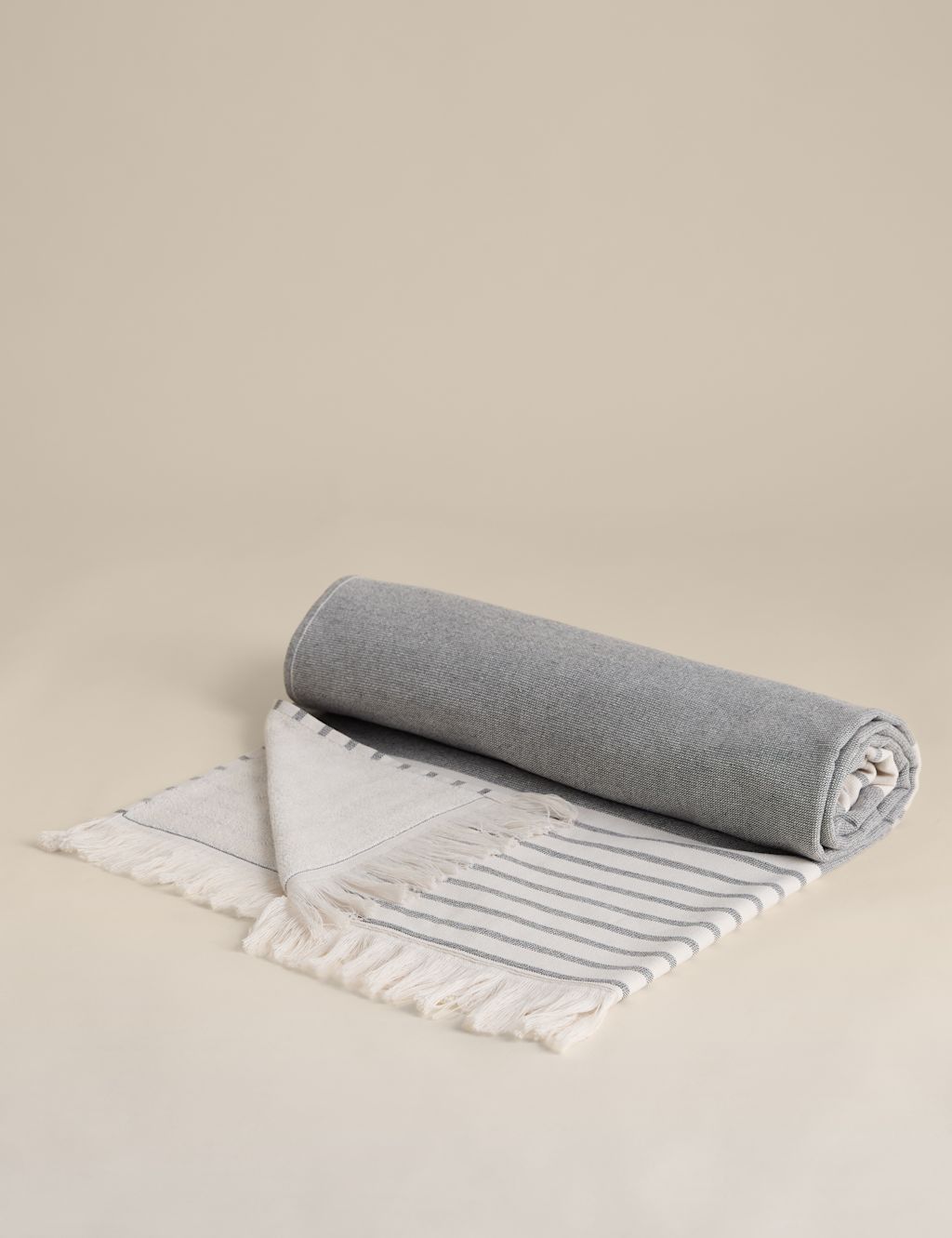 M&S Pure Cotton Hammam Beach Towel - Black Mix, Black Mix