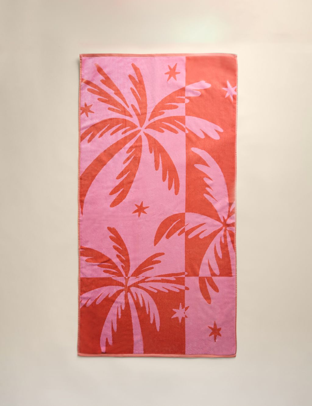 M&S Pure Cotton Palm Tree Beach Towel - Pink Mix, Pink Mix