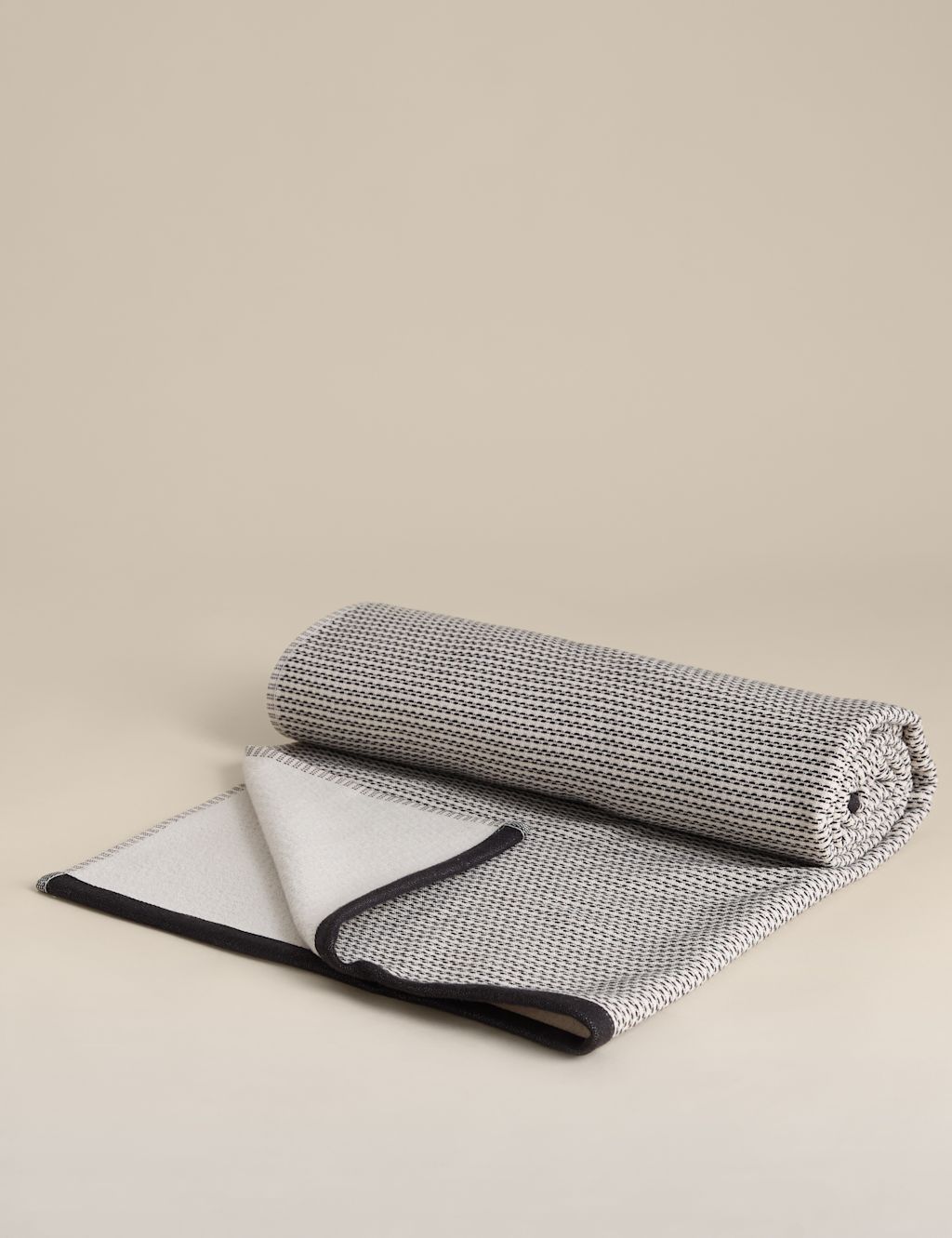 M&S Pure Cotton Woven Beach Towel - Black Mix, Black Mix