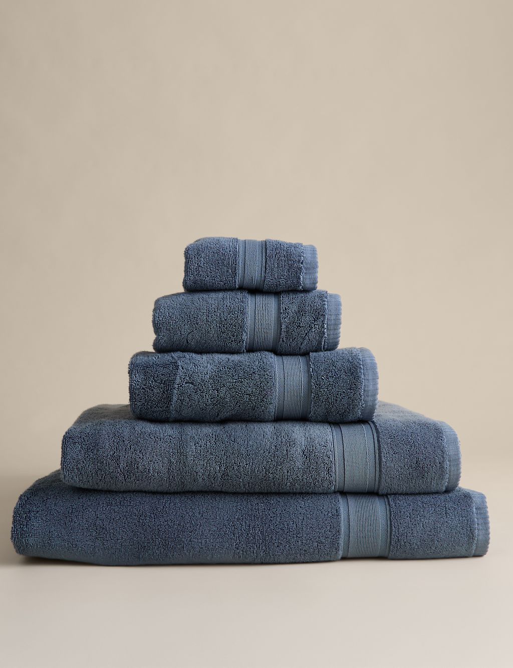 M&S Super Soft Pure Cotton Towel - 2 Pack Face Towels - Slate Blue, Slate Blue