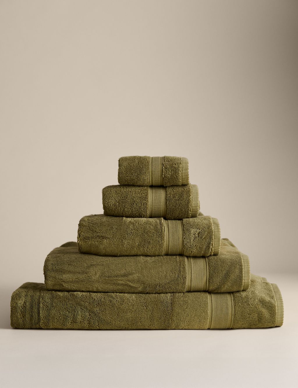 M&S Super Soft Pure Cotton Towel - 2 Pack Face Towels - Olive, Olive