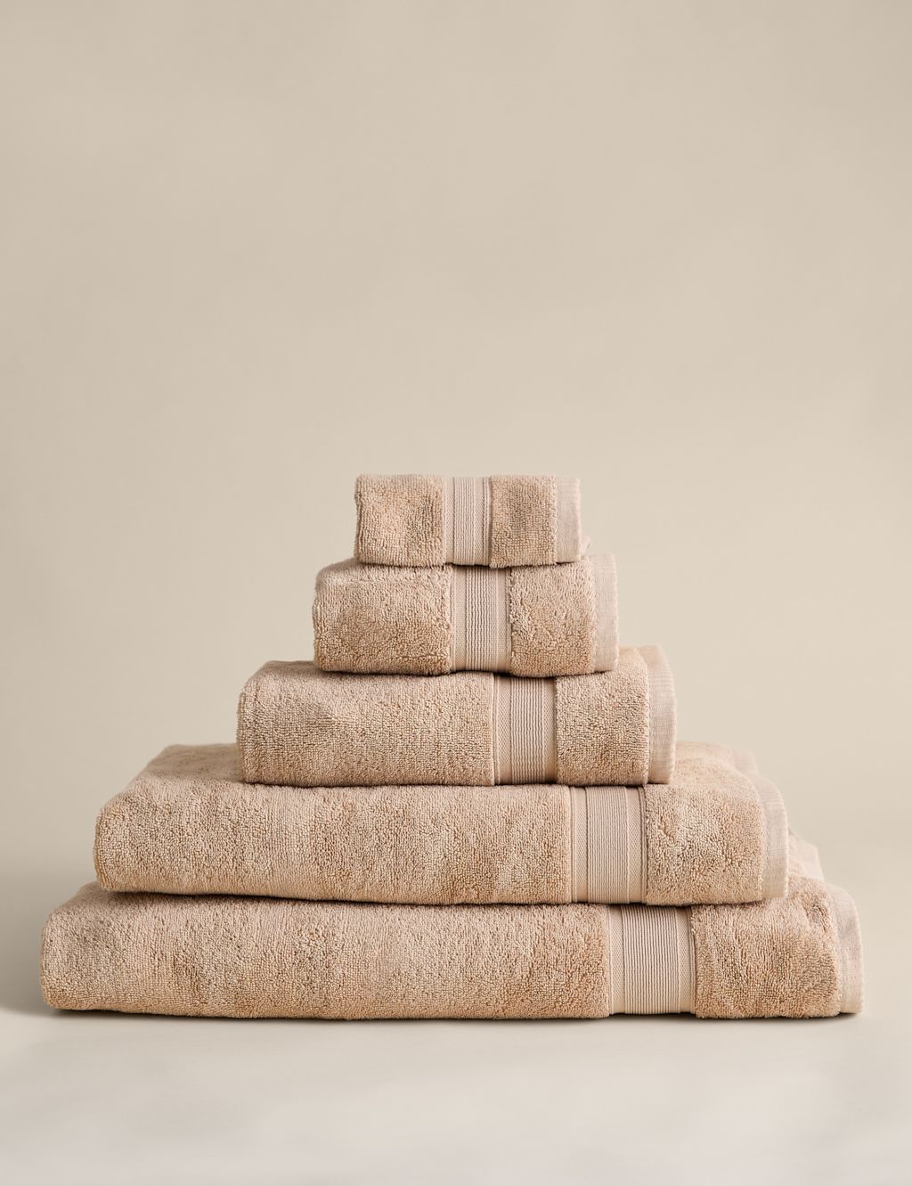 M&S Super Soft Pure Cotton Towel - 2 Pack Face Towels - Biscuit, Biscuit