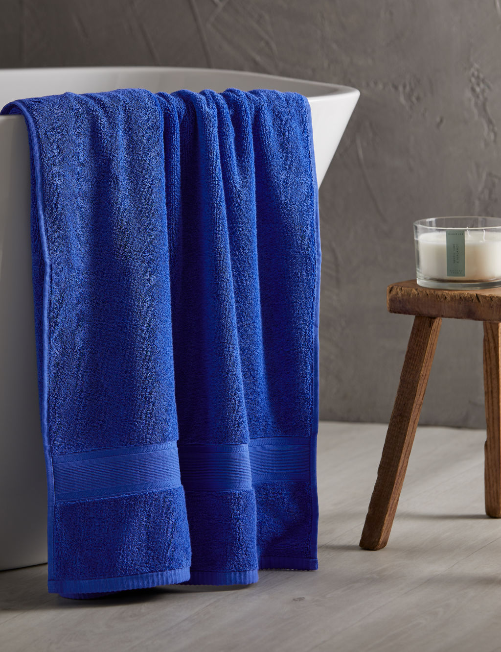 M&S Super Soft Pure Cotton Towel - Bath Sheet - Mid Blue, Mid Blue