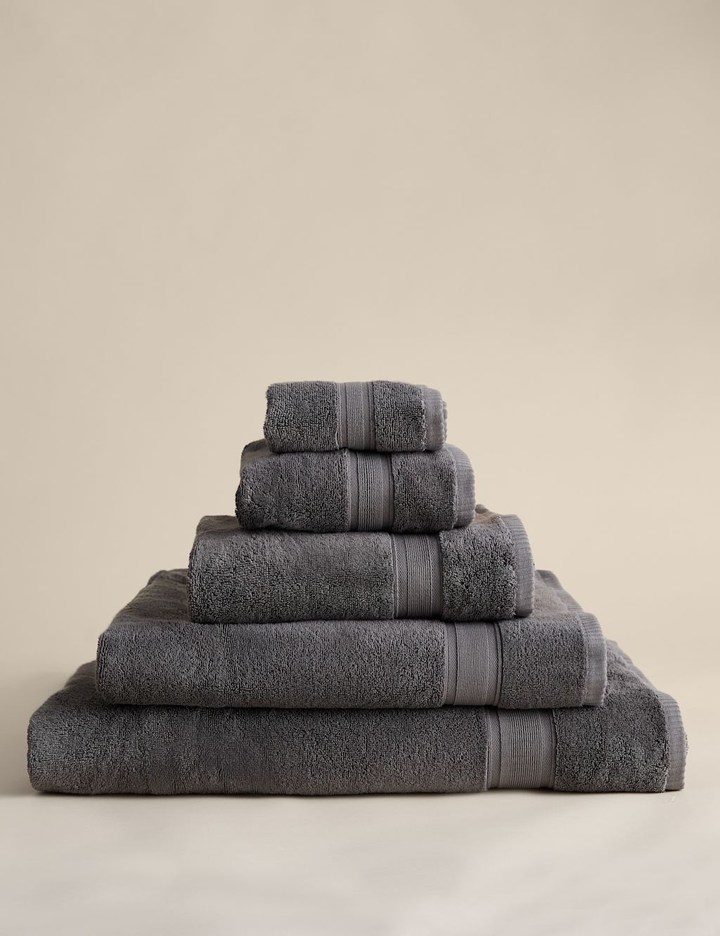 M&S Super Soft Pure Cotton Towel - 2 Pack Face Towels - Charcoal Mix, Charcoal Mix
