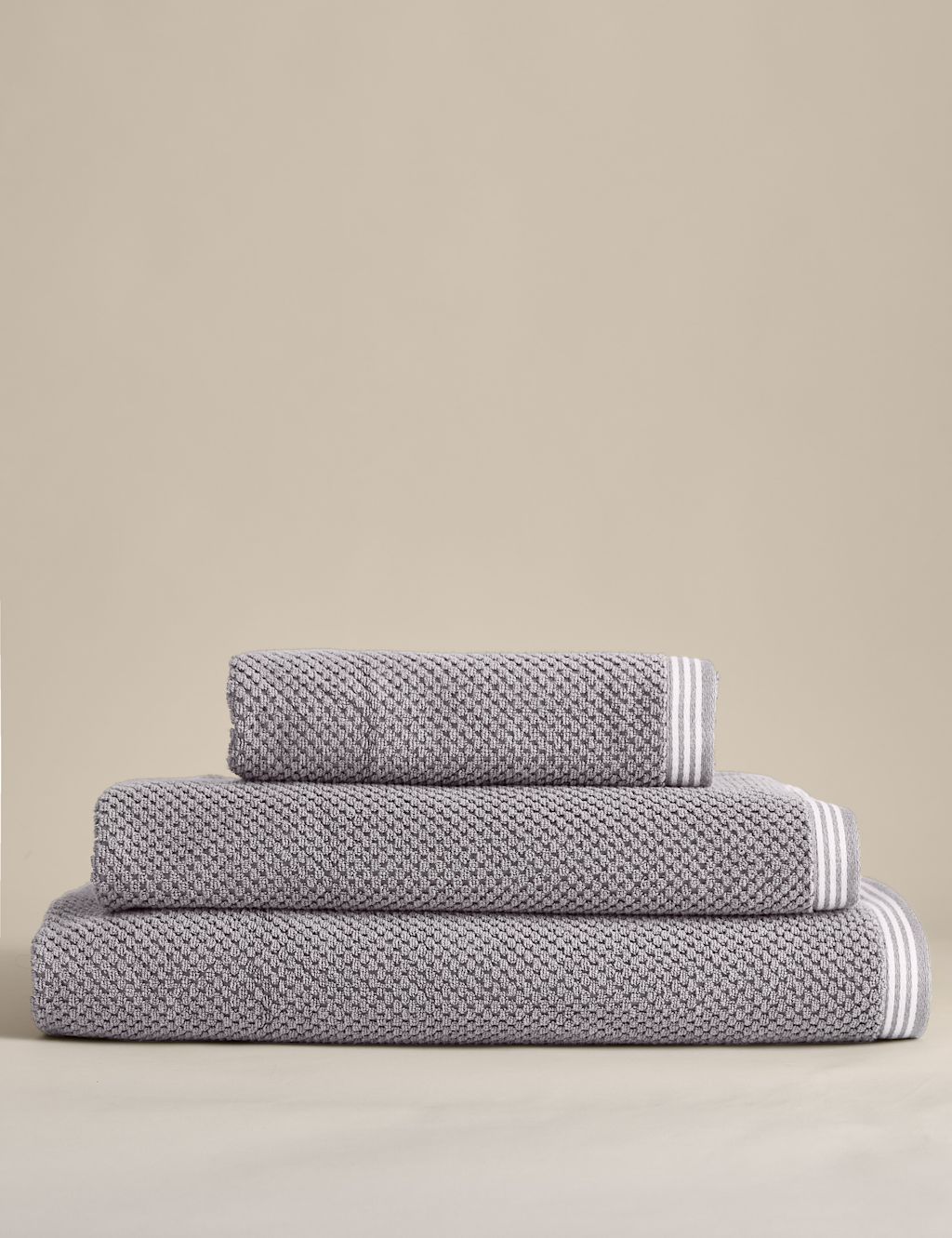 M&S Pure Soft Cotton Rice Weave Towel - Bath Sheet - Marble, Marble