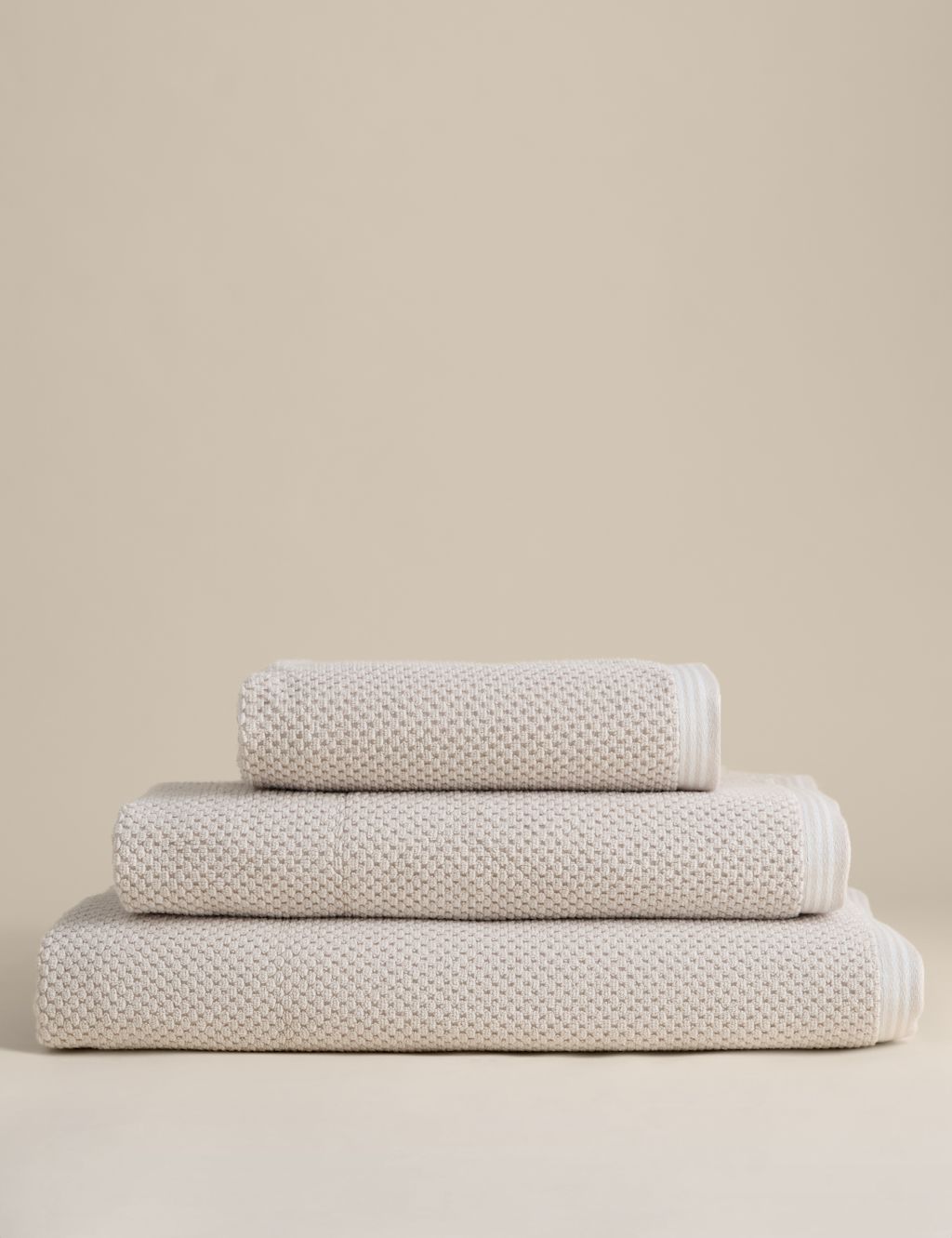 M&S Pure Soft Cotton Rice Weave Towel - Hand Towel - Linen, Linen