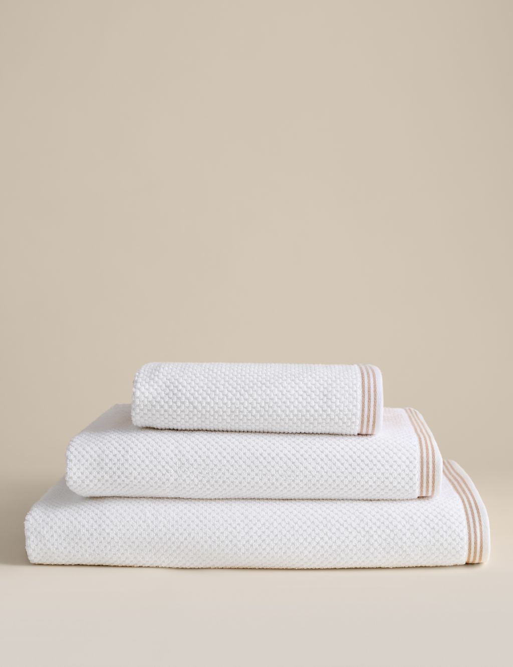 M&S Pure Soft Cotton Rice Weave Towel - Bath Sheet - White, White
