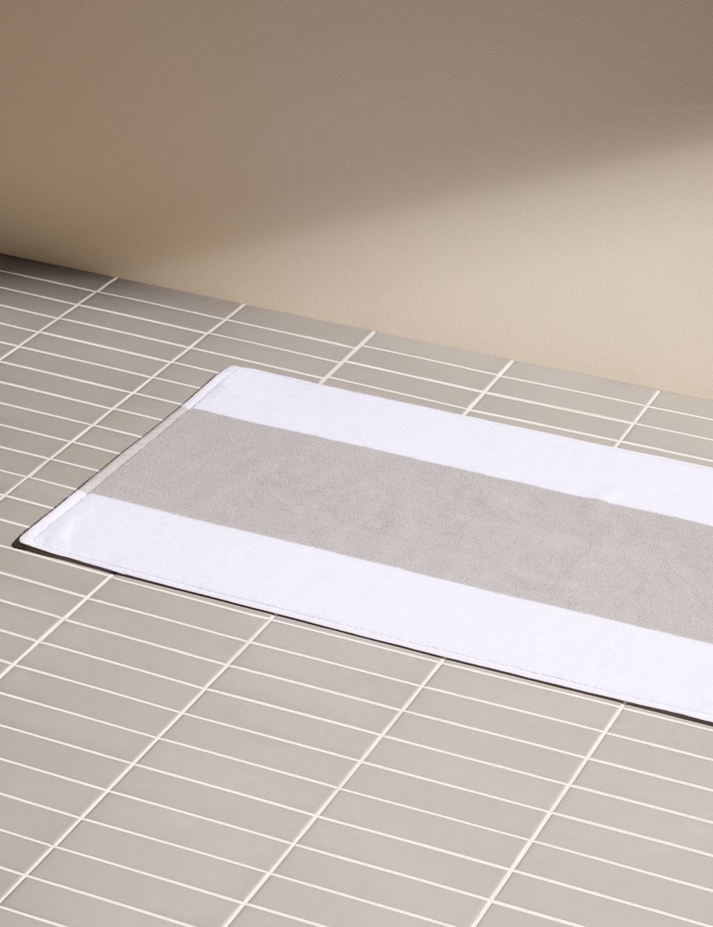 M&S X Kelly Hoppen Pure Cotton Central Band Bath Mat - Grey, Grey