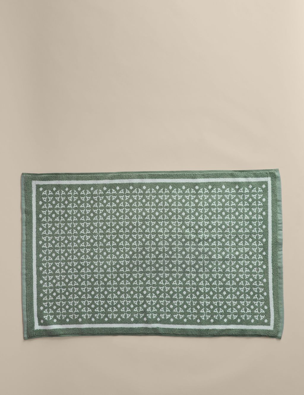 M&S Pure Cotton Geometric Bath Mat - Forest Green, Forest Green