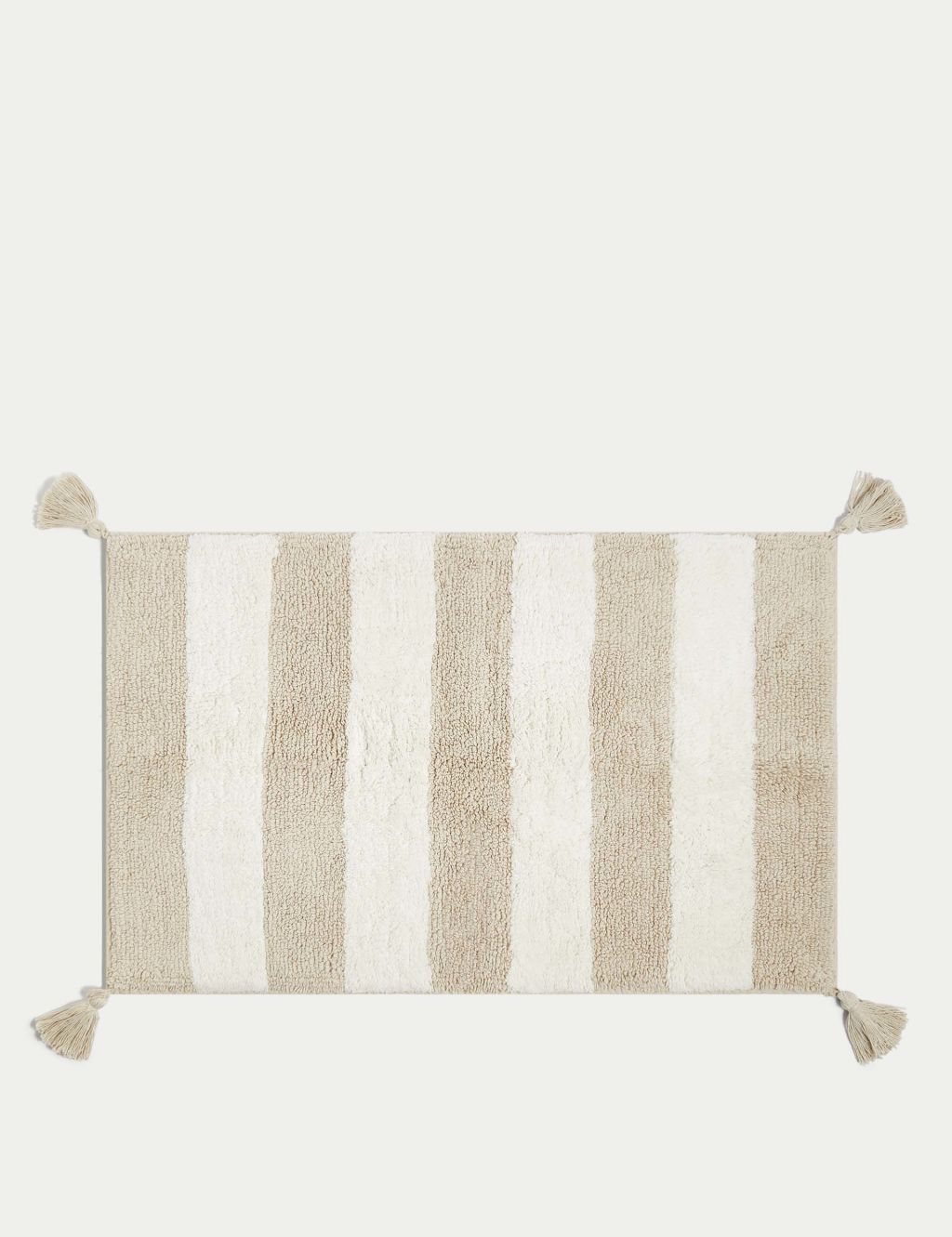 M&S Pure Cotton Striped Bath Mat - Natural, Natural