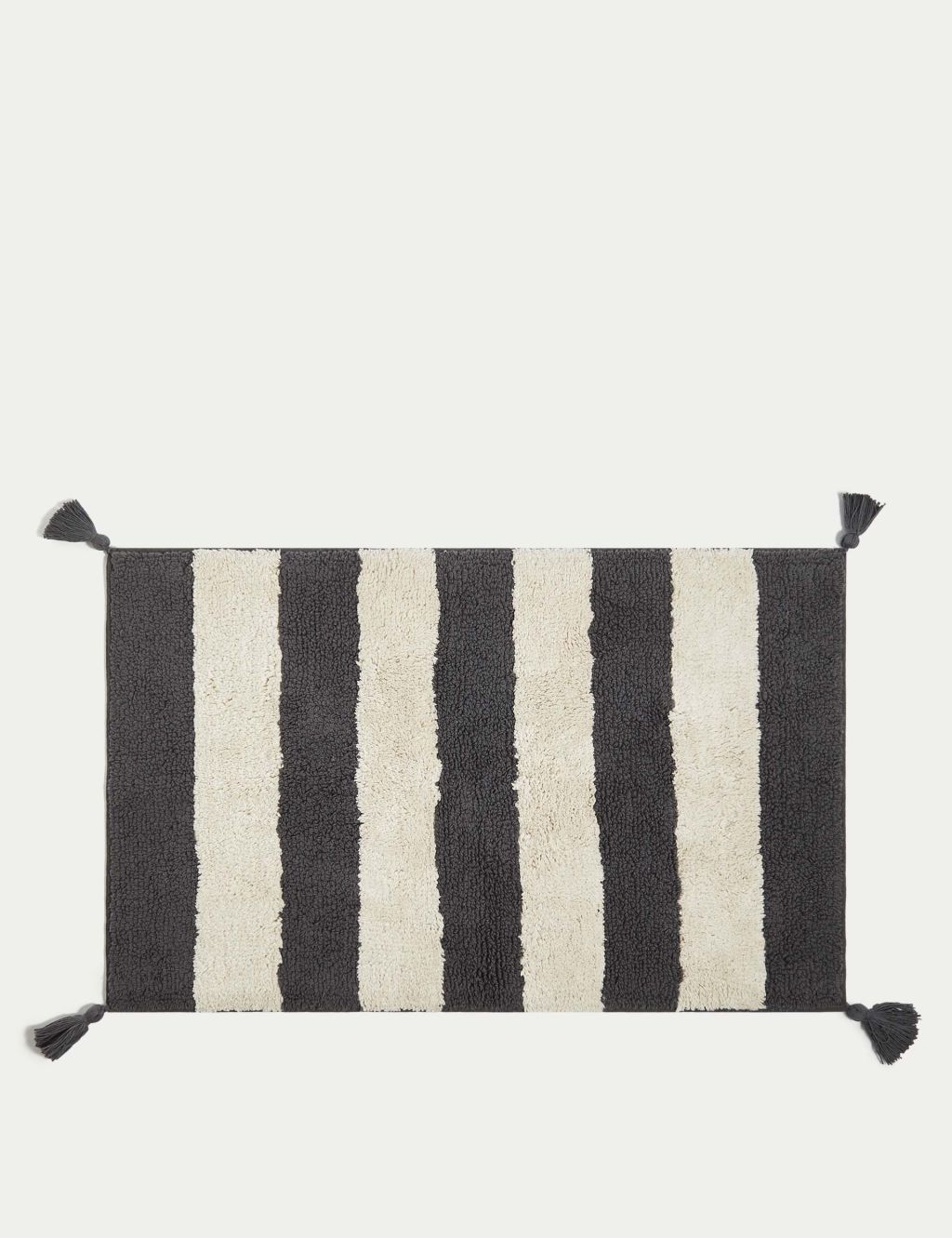 M&S Pure Cotton Striped Bath Mat - Charcoal, Charcoal