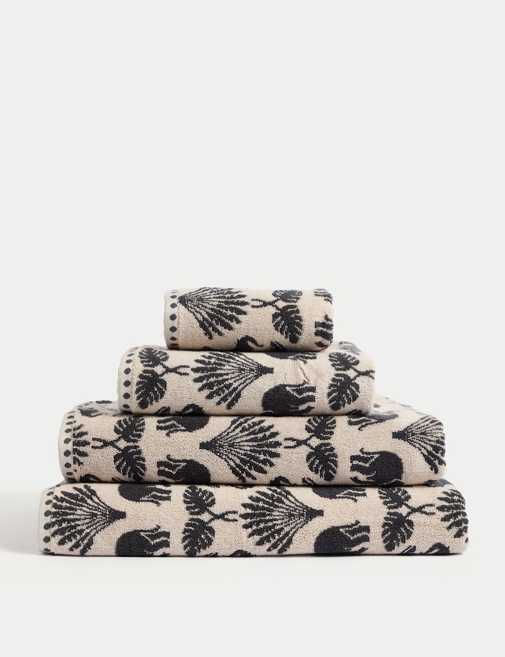 M&S Pure Cotton Elephant Palm Towel - Bath Sheet - Charcoal, Charcoal