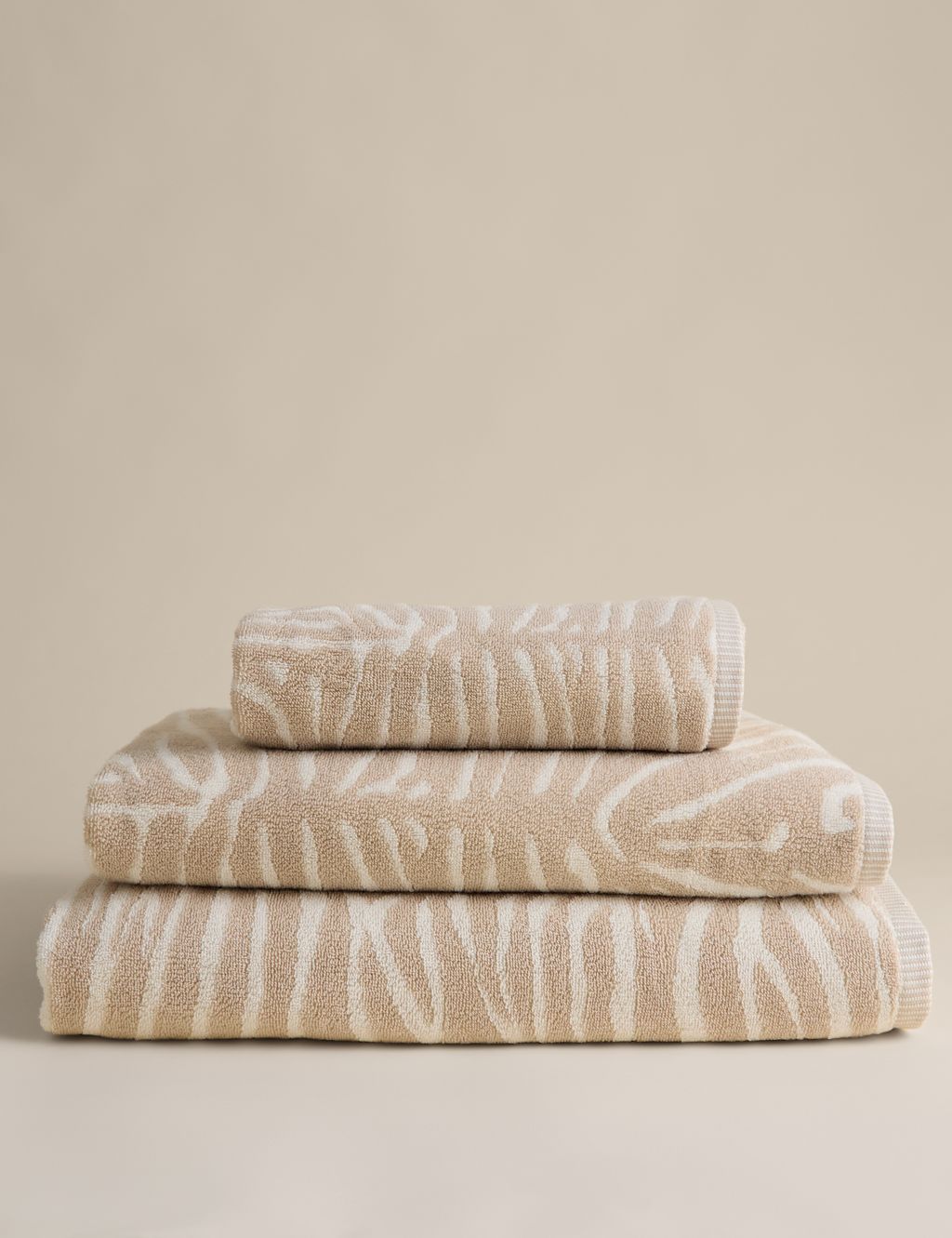 M&S Pure Cotton Zebra Patterned Towel - Bath Sheet - Natural Mix, Natural Mix