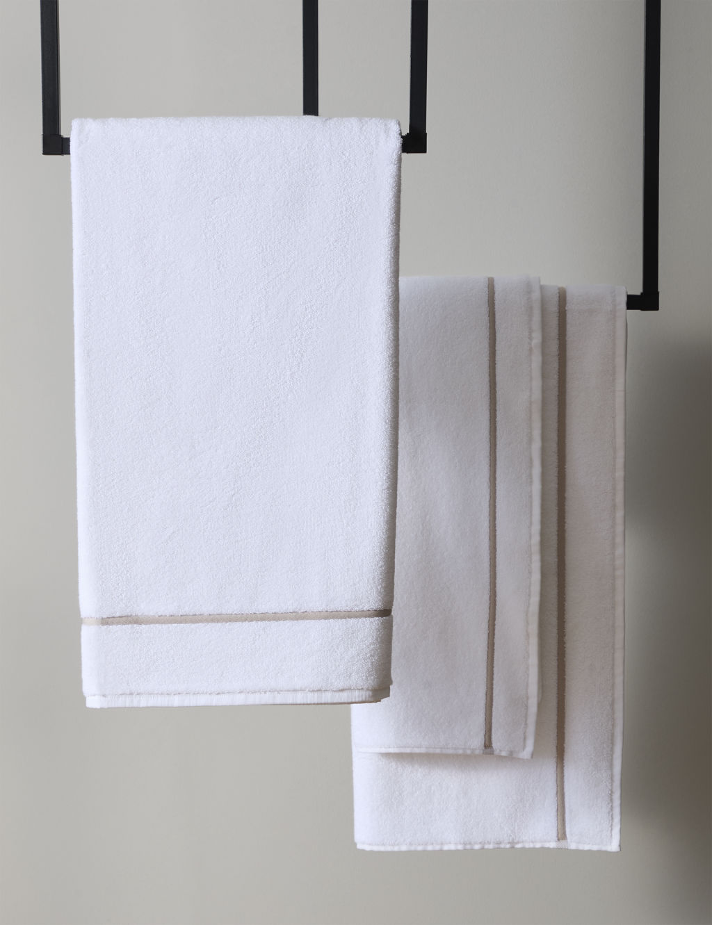 M&S X Kelly Hoppen Beretta Stitch Towel - Hand Towel - Taupe Mix, Taupe Mix