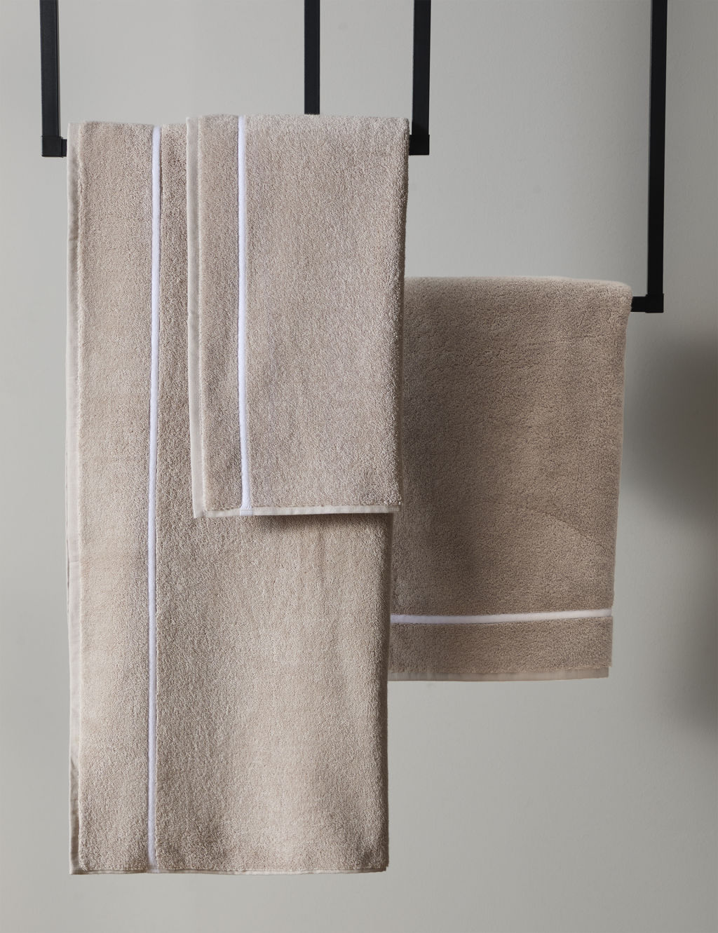 M&S X Kelly Hoppen Beretta Stitch Towel - Hand Towel - Taupe, Taupe